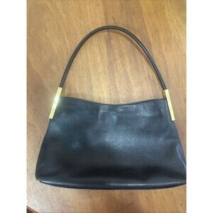 VTG Kenneth Cole Black Handbag Gold Tabs Leather Small Date night
